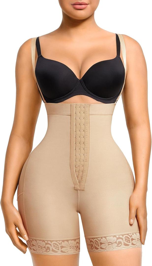 FeelinGirl Fajas Colombianas Shapewear for Women Post Surgery Compression Garment Tummy Control Shaper with Zipper Crotch (Medium, Beige)