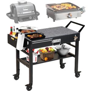 Portable Outdoor Grill Cart, Folding Grill Table with Wheels,Solid and Stable,31"x 17" Large Space Grill Stand for The Blackstone Griddle Stand 17"/ 22",Ninja Woodfire Grill etc