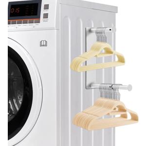 Magnetic Hanger Organizer Stacker, Upgrade Extendable Hanger Storage Rack for Washing Machine, Closet, Laundry Room Organization, Hanger Stand Rack for Adult Kids Velvet Hangers (White)