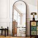 HARRITPURE 64"x21" Arched Full Length Mirror Free Standing Leaning Wall-Mounted Mirror Aluminum Frame Modern Mirrors for Living Room Bedroom Cloakroom, Black (64"L x 21"W)