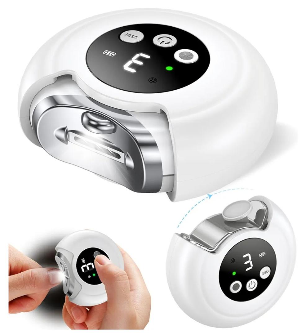 2025 New 3-in-1 Electric Nail Clippers, Baby Nail File, 3-Speeds, Polishing Automatic Nail Trimmer with Nail Chip Storage & LED Light, Rechargeable Safety Cutter for Women, Men, Baby, Seniors