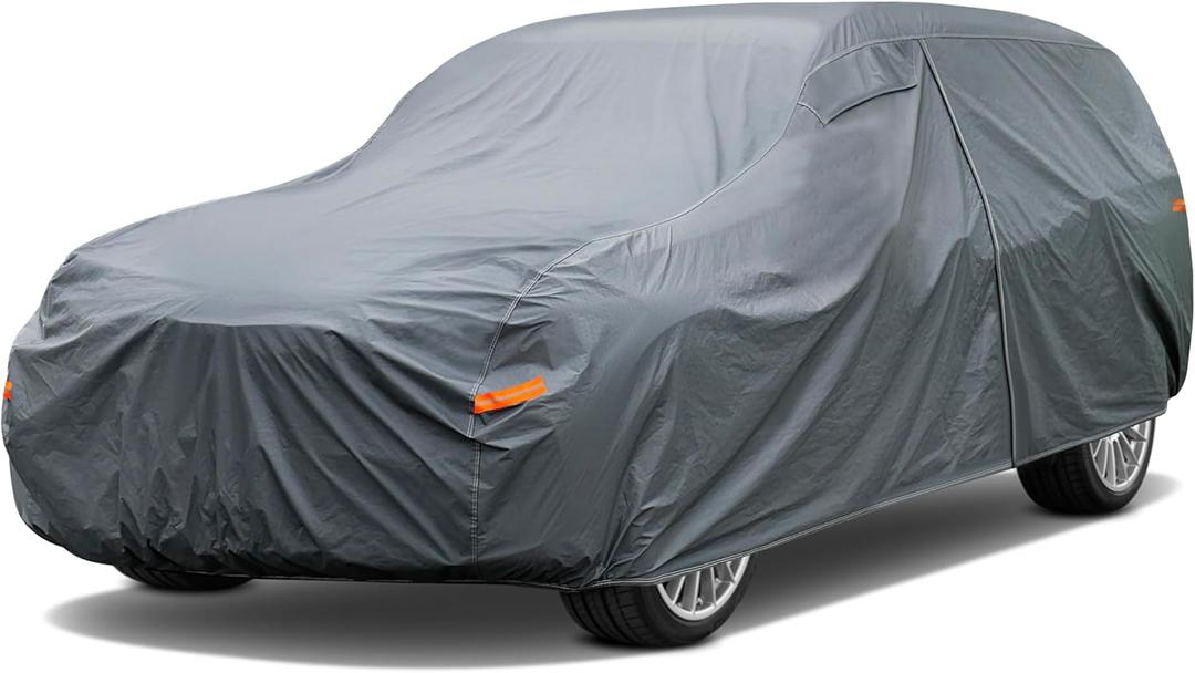 Multi-Layer Large SUV Car Cover Waterproof All Weather Heavy Duty, Universal Fit Cadillac Escalade ESV, Chevrolet Chevy Suburban, Ford Expedition Max, GMC Suburban, Lincoln Navigator LWB etc. (2 Fit SUV Jeep Length 213-230 inch)