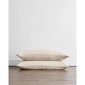 Bed Threads - Linen Pillowcases - 100% French Flax Linen - Luxury & Eco-Friendly - Breathable, Natural & Soft - Envelope Opening - Machine Washable - King Size - 40 x 20 - Set of 2 - Oatmeal