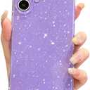 OWLSTAR for iPhone 16 Case 6.1 inch, Cute Glitter Bling Thin Slim Shockproof Sparkly Shiny Soft Silicone Phone Case for Women Girls (Purple), Set Of 4