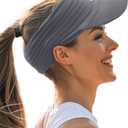 Sports Sun Visor for Men Women UV Protection Lightweight Packable Stretchy Hats for Running, Tennis, Golf (Grey)