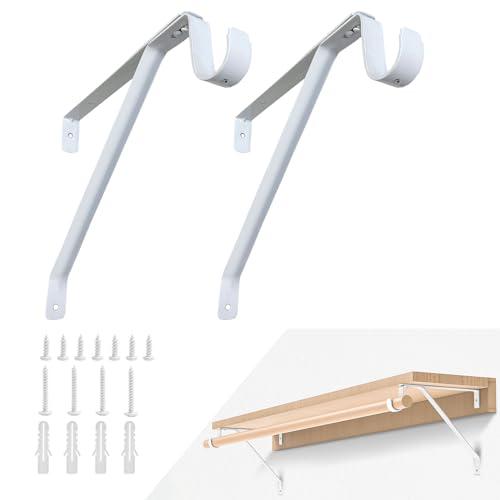 YISHELFS Heavy Duty Closet Rod Bracket, Adjustable Closet Shelf & Rod Brackets White Closet Rod Holders for 3/4" Wall Cleat, Adjustable for Rear Cleat Strip, Set of 2