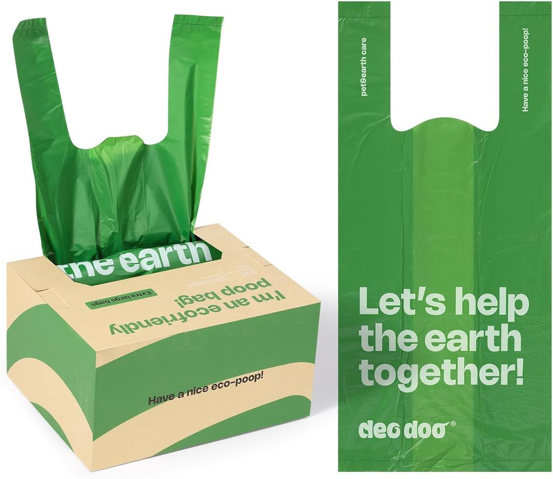 Dog Poop Bags with Handles 300 Counts Big Sizes Leak Proof and Extra Thick Waste Bags for Walking Small Medium Large Dogs Cats Litter Unscented (Green-New Packing 300Pcs)