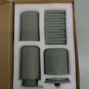 INGOFIN 4 Pcs Ceramic Bathroom Accessory Set - Liquid Soap Dispenser, Toothbrush Holder,Contain Cotton Swab Jar & Soap Dish,Countertop Accessories for Home, Guest Bathroom, Office, Matte Green