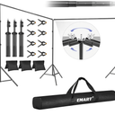EMART Backdrop Stand, 20x7ft(WxH) Large Adjustable Background Support System with 308° Angle Rotatable Connector, 8 Clamps, 3 Sandbags and Carry Bag for Parties, Wedding, Photography Studio