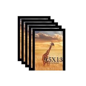 9.5 x13 Picture Frame Set of 5, Black Wooden Frame 9.5x13 Wall Gallery Poster Photo frame with Shatter Resistant Plexiglass,Horizontal and Vertical Formats for Wall Hanging best gift