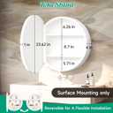 TokeShimi 24 Inch Round Bathroom Medicine Cabinet with Mirror Surface Mount Only Circular White Framed Farmhouse Medicine Cabinets for Wall Small Circle Mirrored Bath Cabinet with Vanity Mirror
