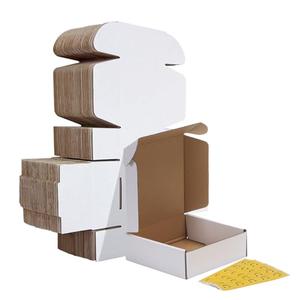 HORLIMER 6x6x2 inches Shipping Boxes Set of 25, White Corrugated Cardboard Box Literature Mailer, 25 Stickers Included