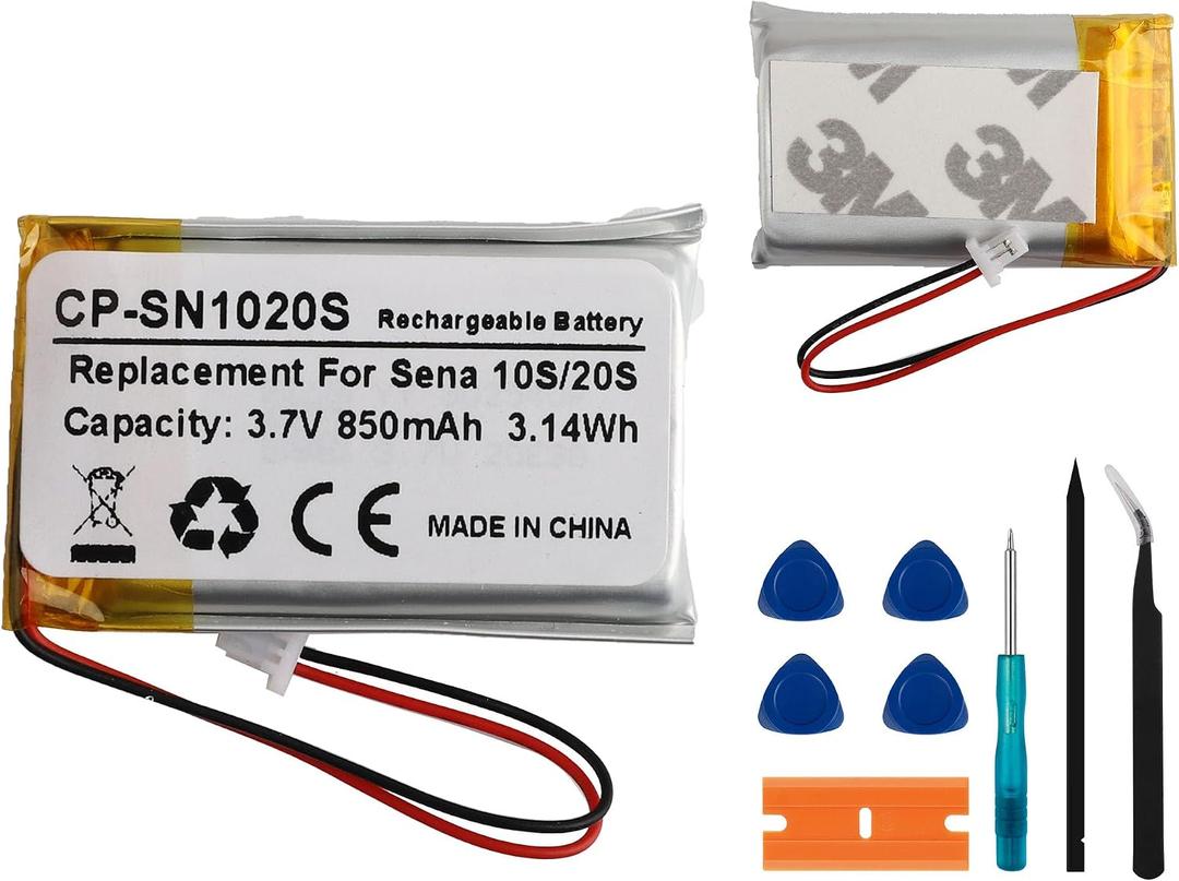 Replacement Battery CP-SN1020S for Sena 10S, 20S, 20S EVO, 3.7V 850mAH，with Repair Tool Kit