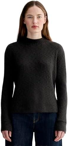 Everlane Women's Everlane The Cozy Rib Funnel-Neck, Dark Grey, Size M