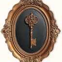 97 Decor Antique Wall Decor - Victorian Vintage Wall Sculpture, Oval Ornate Pediments For Hallway Entryway, Gothic Key Sculpture Dark Academia Art Antique Brass Decor For Home Bedroom Living Room