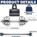 Dumbbell to Barbell Converter Bar, EZ Curl Barbell Adapter | with 200LB Capacity Adjustable Weight Bar for Home Gym, Fits Standard 1–1.5In Dumbbell Handles for Bicep & Tricep Workout