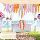 Orange Wisteria Artificial Flowers, 9Pcs 27'' DIY Fake Wisteria Floral Hanging Plant Garland with 3 Color, for Home Party Decor, Balcony, Wedding Arrangement, Spring Farmhouse Decorations