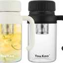 32oz Glass Water Bottle, Tea Bottle with Infuser & Handle, BPA-Free Leakproof Wide Mouth Large Tea Infuser cup for Hot or Cold Drinks, Loose, Fruit (White+Black)