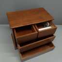Oak Desk Organizer with Drawers, Durable Wooden Desktop Storage Box with Metal Handles & Non-Slip Silicone Pads, 4 Drawer Tabletop Organizer for Office, Bedroom, Bathroom, Vanity, and Makeup Walnut