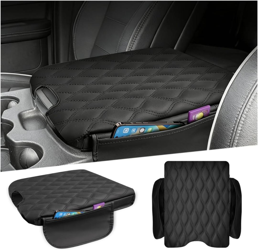Autorder Center Console Cover for 2013-2018 Ram 1500&2013-2024 Dodge Ram 2500/3500/1500 Classic Model Accessories Armrest Cover Storage Bag Anti-Scratch Middle Console Pad Leather(Jump Seat Only)