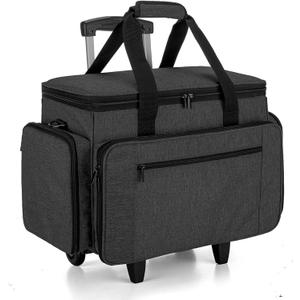 LUXJA Sewing Machine Case with Detachable Dolly, Rolling Sewing Machine Tote with Removable Bottom Pad (Fits for Most Standard Sewing Machines), Black (Patented Design), Sewing Machine Trolley