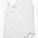 Baby Girl's 2 Pack CAMI Onesie Duo Style 15086-53725 Sizes NB-36/M (Size 6 Month Style 15086 Girls) White