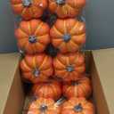 Liliful 12 Pcs 6" Foam Artificial Pumpkins Fall Harvest Pumpkins Fake Plastic Carvable Foam Pumpkin Decor for Halloween Thanksgiving Home Decor (Orange)