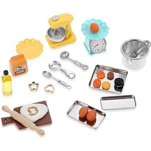 JIEYAO 24 Pcs Miniature Food Toys Set, 1:12 Dollhouse Pretend Play Kitchen Accessories Set, Cooking Utensils for Dollhouse Kitchen Playset Toys Gift for Boys Girls Toddlers Mini Stuff
