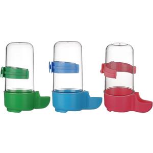 TEHAUX Parrot Drinker Automatic Water Feeder 3-Pack Bird Cage Water Dispenser Bowl Easy Installation 4.72X1.77X1.77 Inch for Parakeet and Small Birds