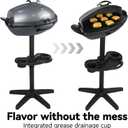 Indoor & Outdoor Electric Grill, Portable BBQ with Non-Stick Baking Pan, 1500W Power & Intelligent Temperature Control, Removable Stand for Balcony Backyard Camping Party, Gray