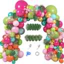 158Pcs Tropical Balloon Arch Garland Kit, Hawaiian Luau Aloha Flamingo Party Decorations Olive Green Hot Pink Orange Rose Gold Confetti Balloons Palm Leaves Birthday Baby Shower Summer Beach Supplies