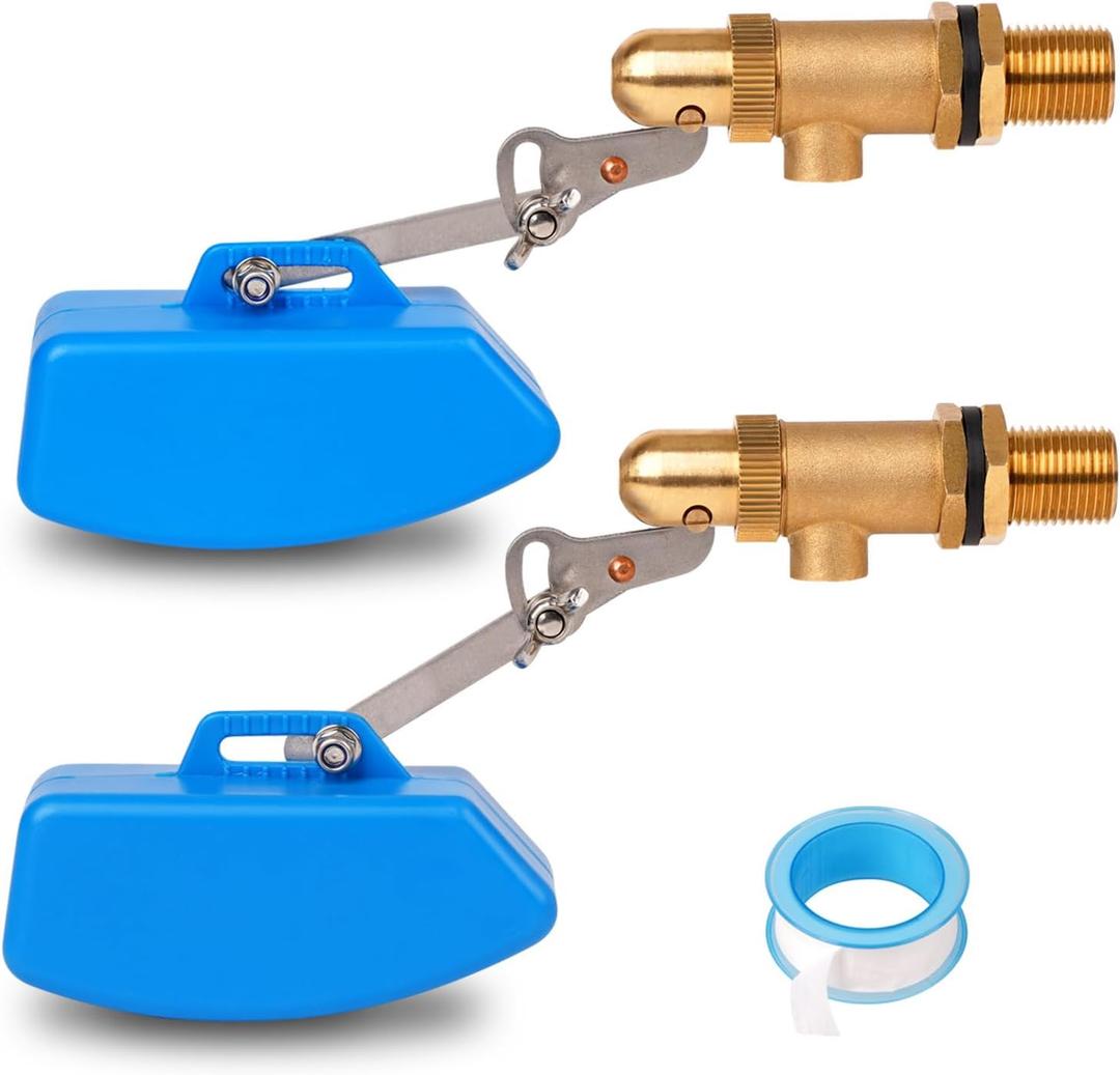 2 Pack Brass Float Valve 1/2 Inch, Livestock Water Tank Float Valve Switch Brass Float Ball Valve Shut Off Pool Auto Fill Valve for Automatic Waterer