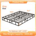 Husleephu King Box Spring 8 Inch, High Profile Metal Box Spring King Bed Base with Fabric Cover, Sturdy Mattress Foundation, Easy Assembly, Noise Free, Black