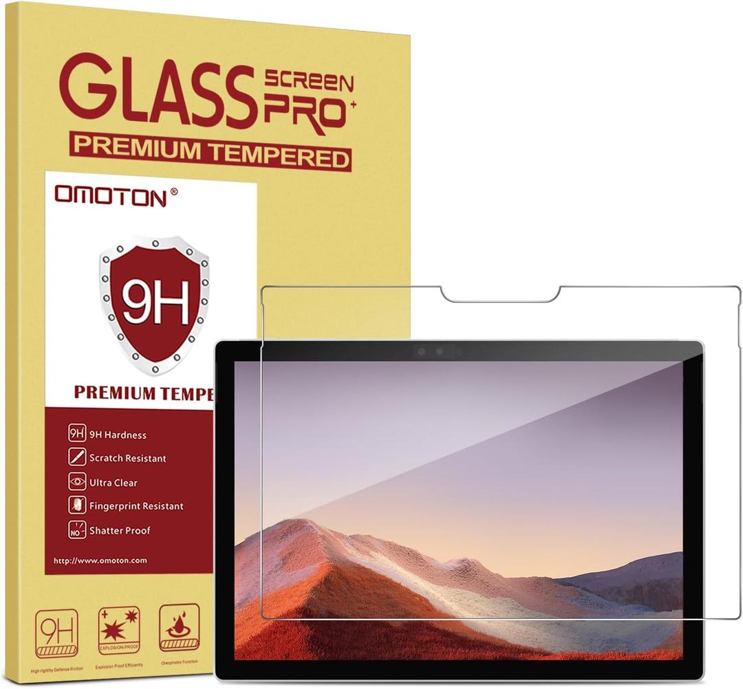 OMOTON Screen Protector Compatible with Surface Pro 7 Plus/Surface Pro 7/Surface Pro 6/ Surface Pro 5/Surface Pro 4 - [Tempered Glass] [High Responsivity] [Scratch Resistant] [High Definition]
