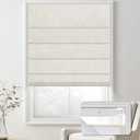 Doing-X No Drill Blackout Roman Shades for Indoor Windows,Cordless Roman Blinds,Linen No Tools Window Shades,Easy to Install Window Blinds for Home Bedroom,Blackout-Linen Beige 34.5" W x 48" H