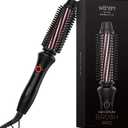 WEEYUM Brush Curling Irons for Short Hair 1 Inch Barrel, Dual Volatge Curling Iron with Brush for Travel, 3 Temperature Settings Curling Brush Iron with Ceramic Tourmaline
