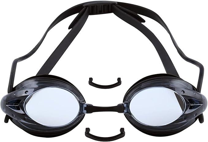 The Friendly Swede Swim Goggles for Women & Men Anti Fog Swimming Goggles w/ 3 Nose Pieces & Case; Wide Angle Lens -1 pack (Black)