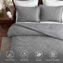 Amlie Home King Comforter Set, 3 Piece Grey Jacquard Bedding Set with 2 Pillow Cases, Soft Microfiber Diamond Design, Lightweight All-Season for Bedroom & Dorm