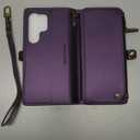 Defencase for Galaxy S25 Ultra Case Wallet with RFID Blocking Card Holder for Women Men, PU Leather Magnetic Snap Flip Wrist Strap Zipper Wallet Phone Cases for Samsung Galaxy S25 Ultra 6.9", Purple