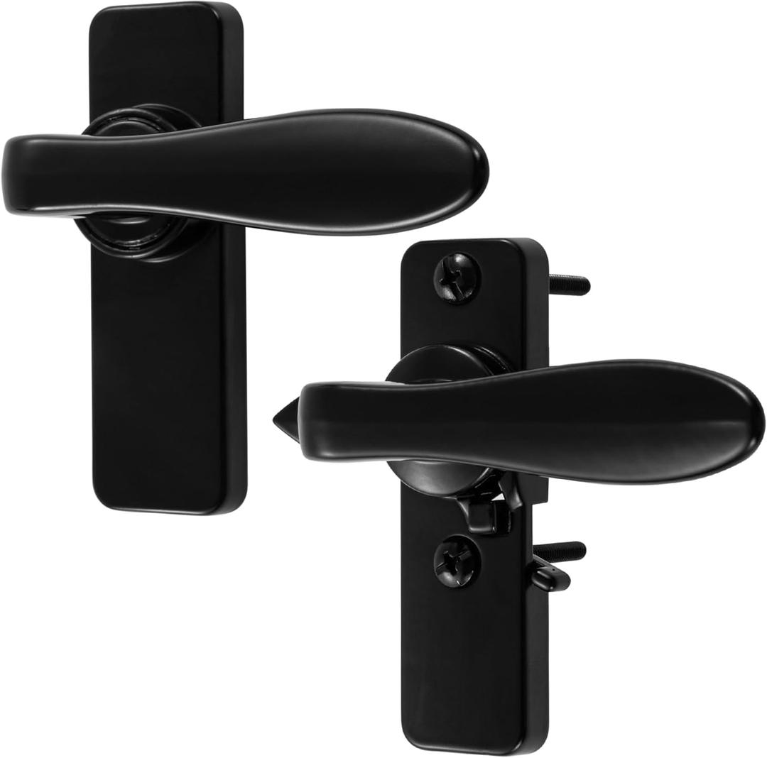Ideal Security in-Swinging Storm Door Handle Set  for Inward-Opening Storm & Screen Doors ONLY  Surface Mount, Locking Inside Latch, Black
