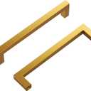 Hickory Hardware Solid Core Kitchen Cabinet Pulls, Luxury Cabinet Handles, Hardware for Doors & Dresser Drawers, 5-1/16 Inch (128mm) Hole Center, Brushed Golden Brass, Skylight Collection (Pack of 1)