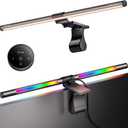 Quntis RGB Pro+ Monitor Light Bar with Remote, 15 Modes Gaming Backlight, 4 Colors & Brightness Dimmable Fronlight, 20" Ra95 Eye-Care USB Reading Monitor Lamp, No Glare, Upgraded Clip for All Monitor (Gray)