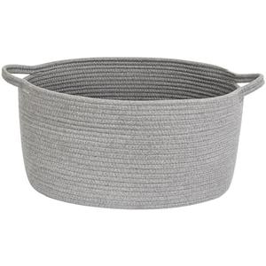 MEGASKET Gray Storage Basket, 17"x12"x8" Woven Cotton Rope Storage Bin, Wicker Kids Dog Toy Box, Baskets for Gifts Empty, Bathroom Towel Organizer, Blanket Holder, Baby Nursery Shelf Closet Bin