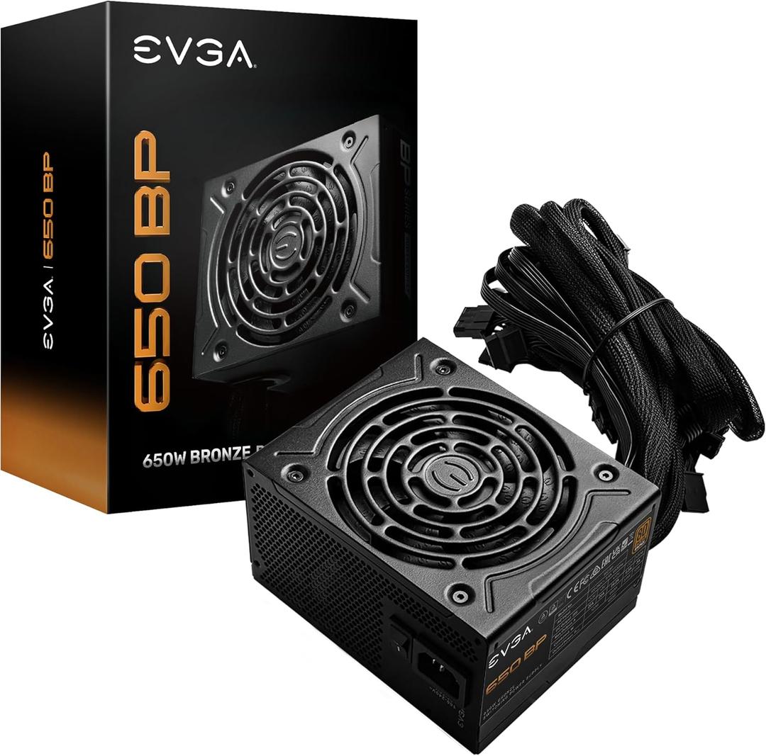 EVGA 650 BP, 80+ Bronze 650W Compact 120mm Size, Power Supply 100-BP-0650-K1