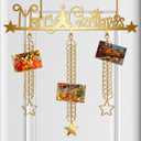Christmas Card Holder with Over Door Hooks 19.4 x 15.75 Inches Christmas Metal Hanging Picture Display Decorative Wall Photo Display for Window Xmas Tree Decorations Ornament