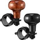 Tallew 2 Pieces Steering Wheel Knob Spinner Suicide Knobs Steering Wheel 360 Degrees Rotation Tractor Accessories for Cars, Trucks, Tractors, Boats(Black and Brown)