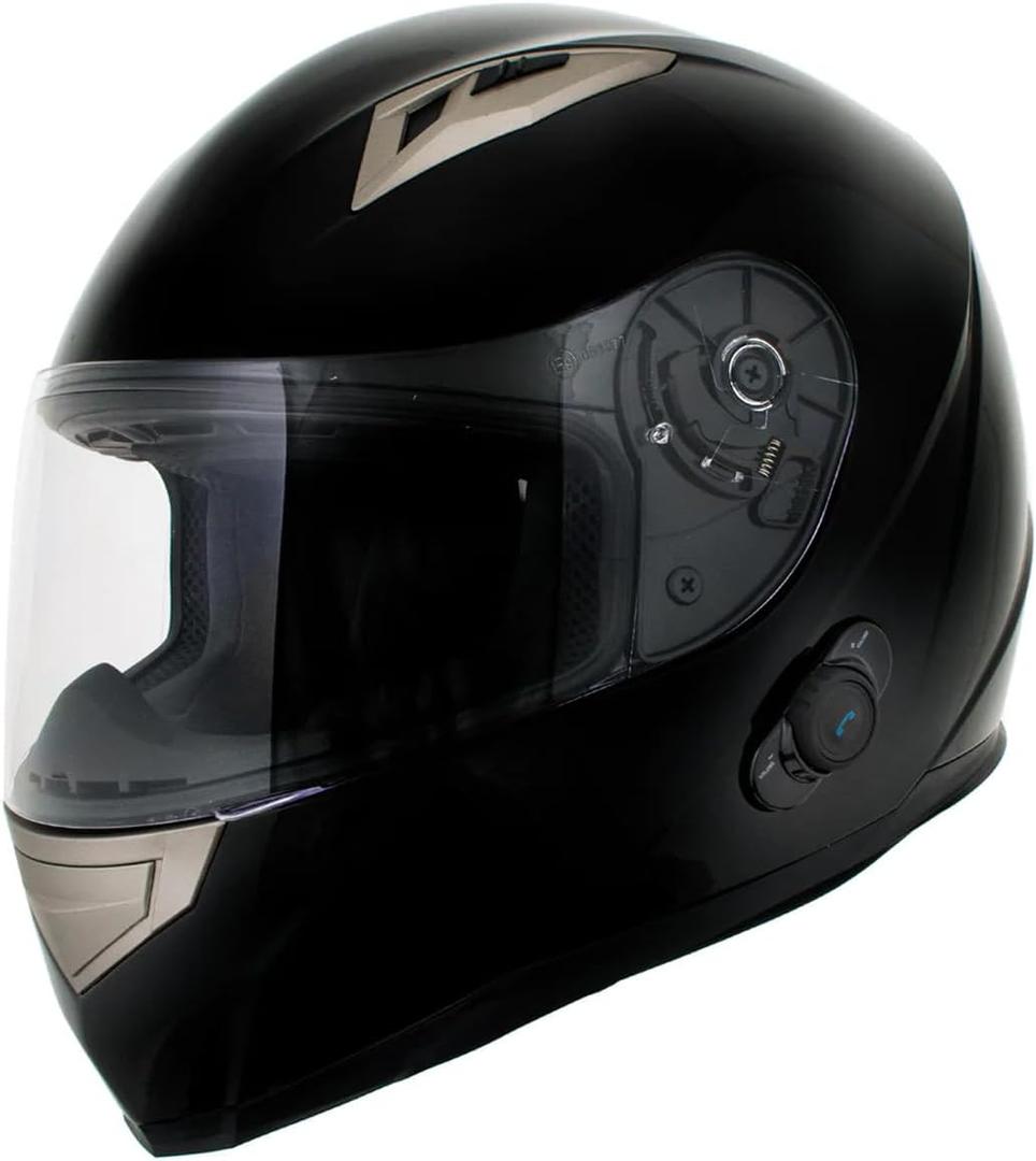 Milwaukee Helmets H510 Gloss Black Chit-Chat Full Face Wireless Motorcycle Helmet-Stream Music-Phone Calls (Medium)
