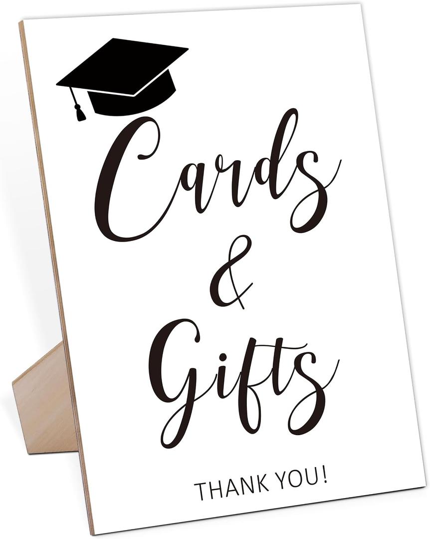 Gifts and Cards Sign with Stand,Modern Graduation Sign,Graduation Decorations Class of 2026,Table Toppers,Artwork Home Shelf Wall Decoration,Graduation Party Supplies Favors Gifts,Farewell Gift,2