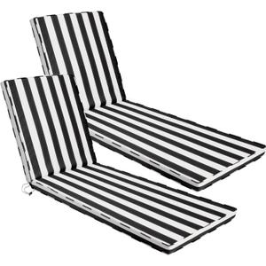 Chaise Lounge Cushions Outdoor Set of 2, 71"x22"x3" Patio Lounge Chair Furniture Cushions with Washable Covers for Pool, Patio, Lawn (Black+White Stripes, 2 Pcs)