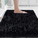 Yimobra Chenille Bathroom Rugs Non Slip, Extra Thick Soft Absorbent Bath Rug 24x17 Inch, Machine Washable Quick Dry Bath Mat for Bathroom Floor, Tub and Shower, Home Decor Accessories, Black